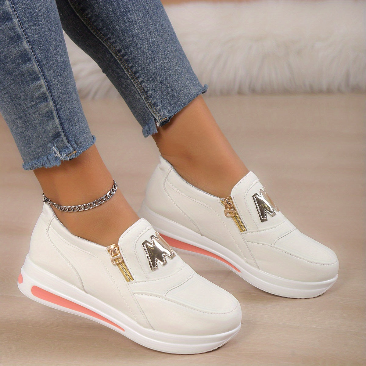 Women's casual platform slip-on sneakers