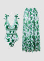 ✨Last Day 49% OFF✨V Neck Lace Up Printed One Piece Swimsuit and Skirt-Buy 2 Get Free Shipping Today