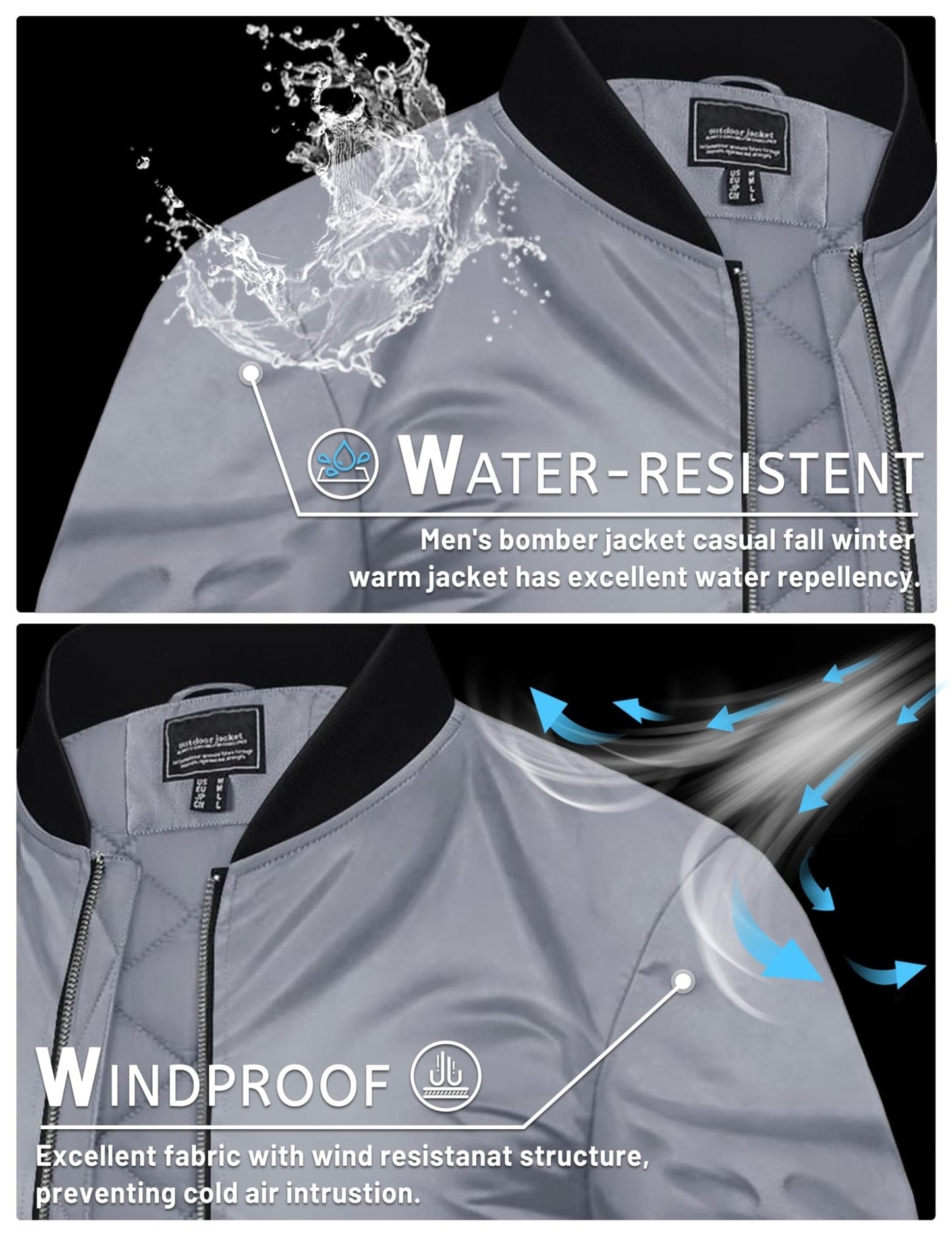 Men's Waterproof Windbreaker Bomber Casual Jackets