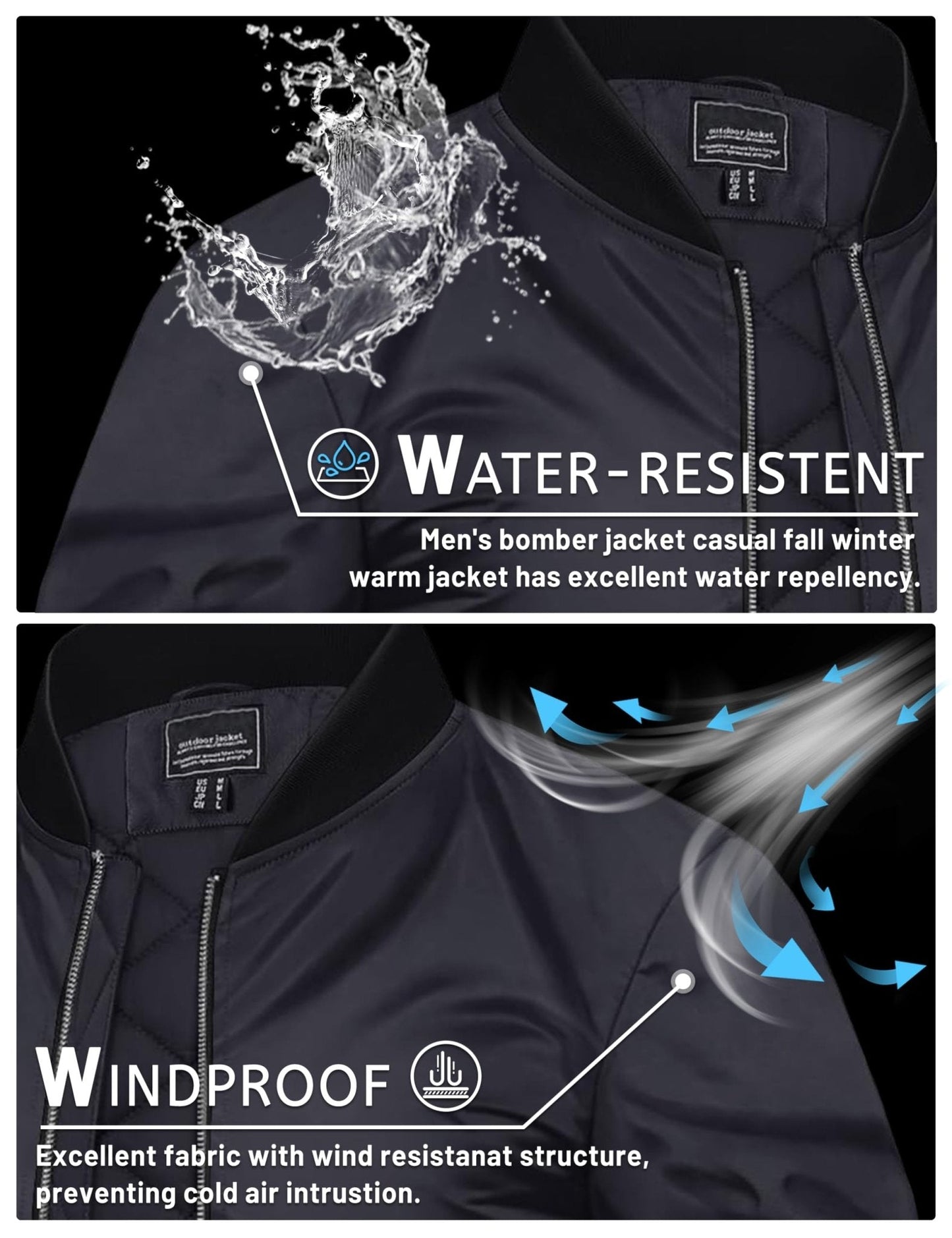 Men's Waterproof Windbreaker Bomber Casual Jackets