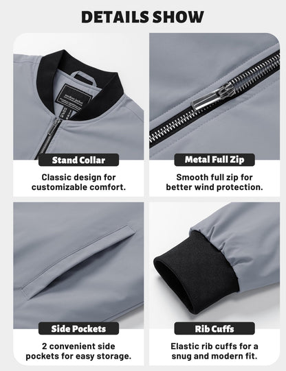 Men's Waterproof Windbreaker Bomber Casual Jackets