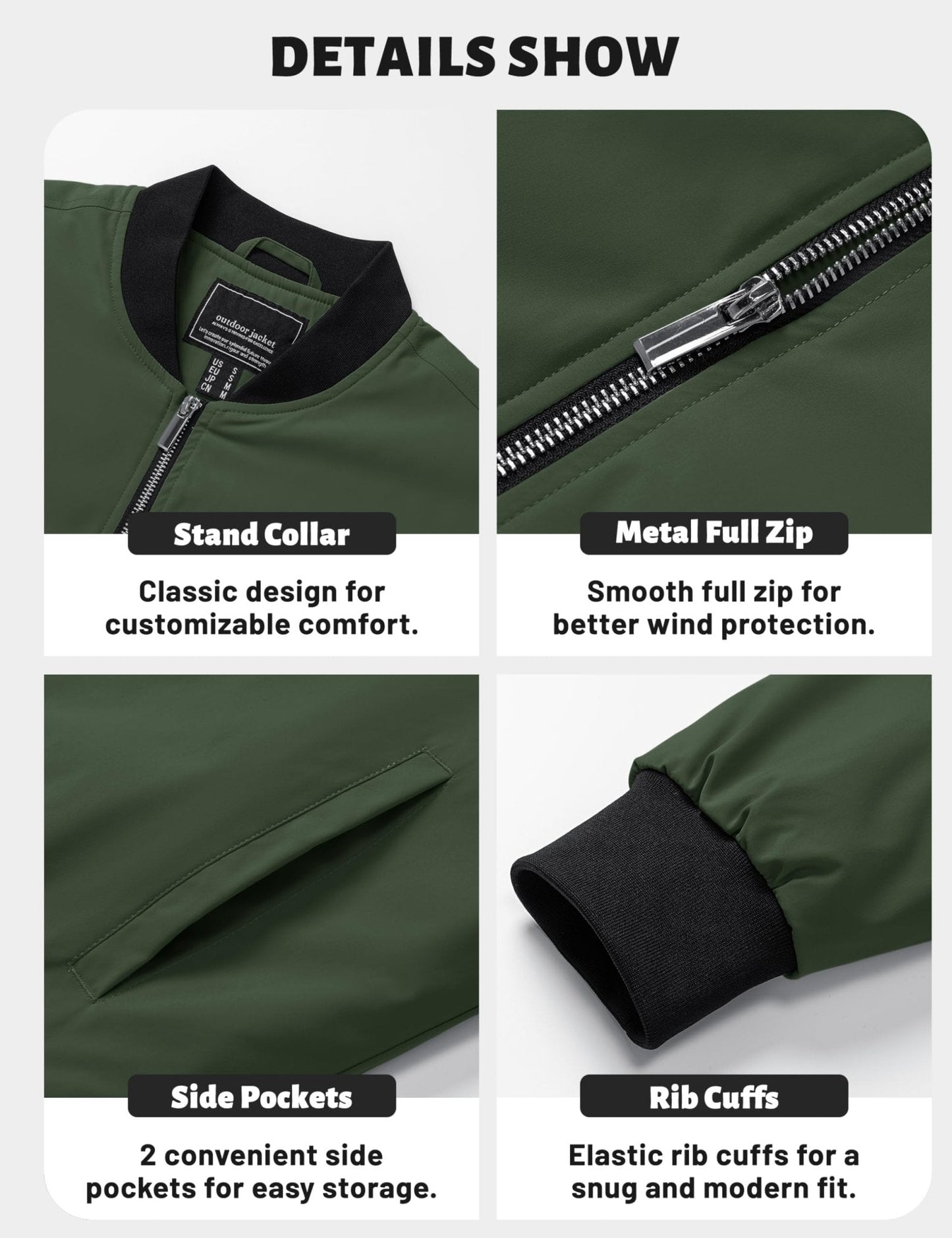 Men's Waterproof Windbreaker Bomber Casual Jackets