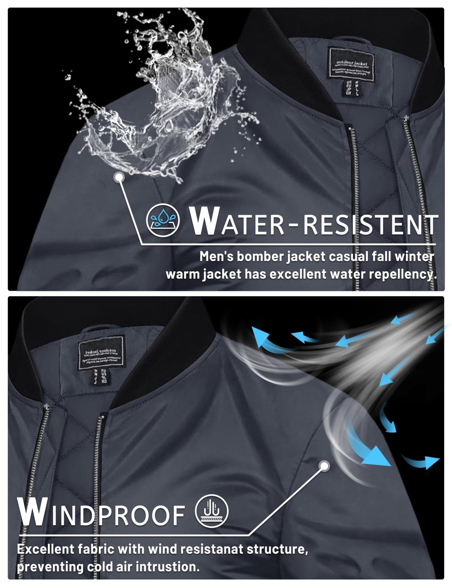 Men's Waterproof Windbreaker Bomber Casual Jackets