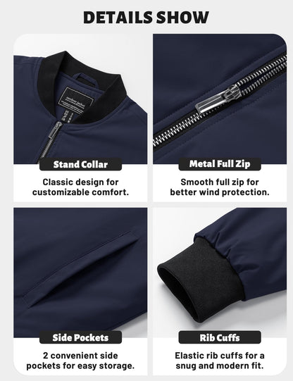 Men's Waterproof Windbreaker Bomber Casual Jackets