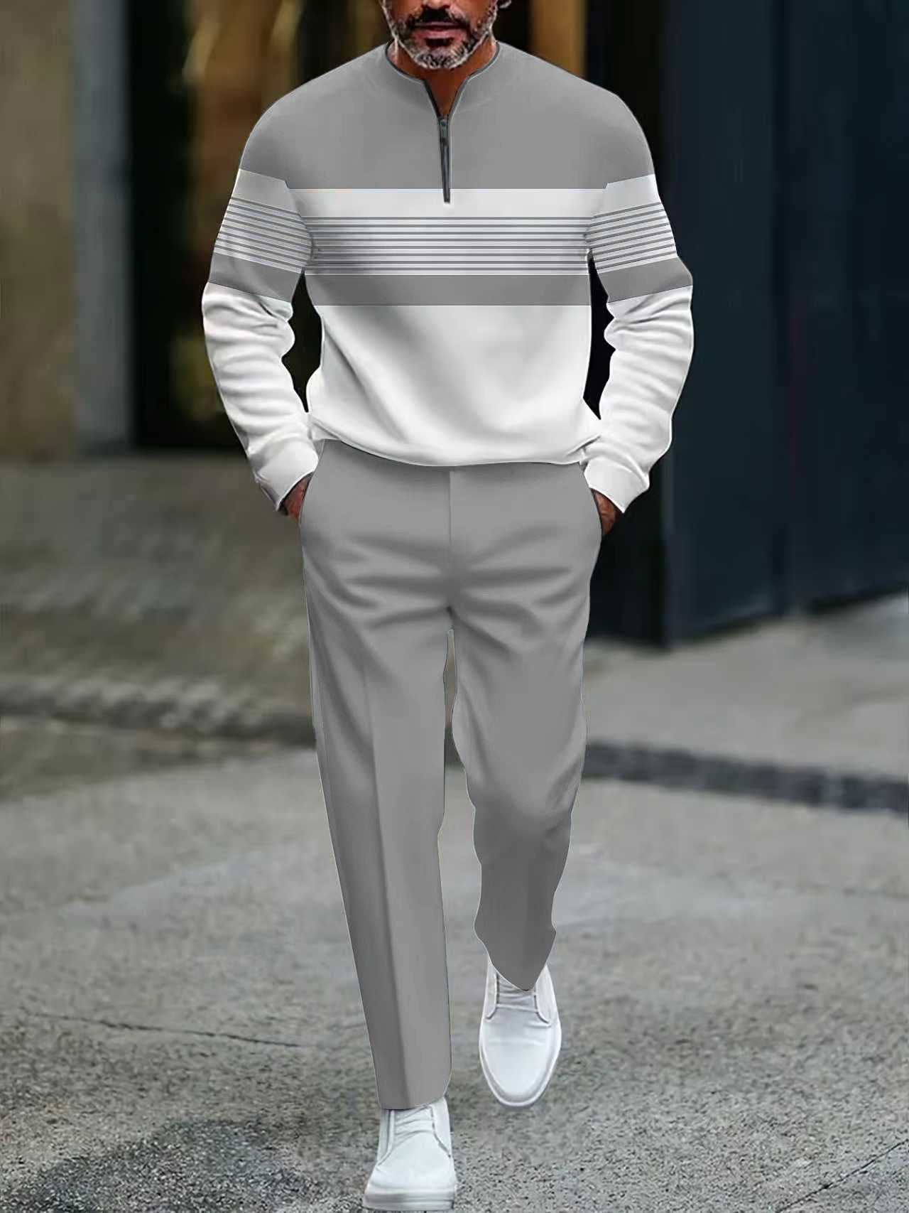 Men's Graphic Print Pullover & Pants Set – Street Style, Comfort Fit & Casual Look