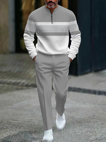 Men's Graphic Print Pullover & Pants Set – Street Style, Comfort Fit & Casual Look