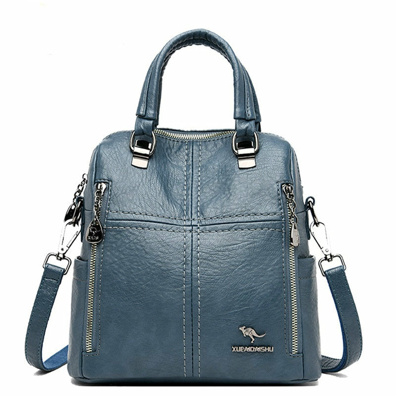 High Quality PU Leather Backpack Women Shoulder Bags Multifunction Travel Backpack
