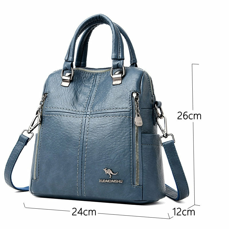 High Quality PU Leather Backpack Women Shoulder Bags Multifunction Travel Backpack