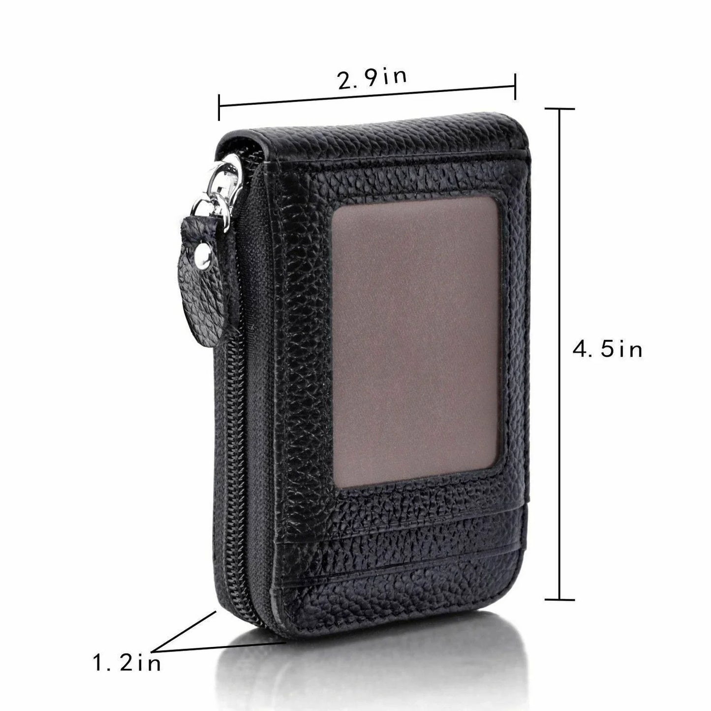 Unisex RFID Blocking Leather Wallet with Zipper & ID Card Holder