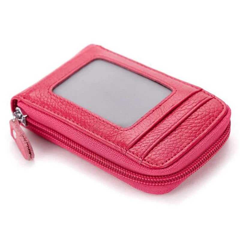 Unisex RFID Blocking Leather Wallet with Zipper & ID Card Holder