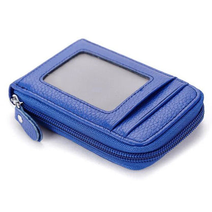 Unisex RFID Blocking Leather Wallet with Zipper & ID Card Holder