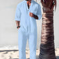 Men's Trendy Cotton Linen Top & Pants Two-Piece Set