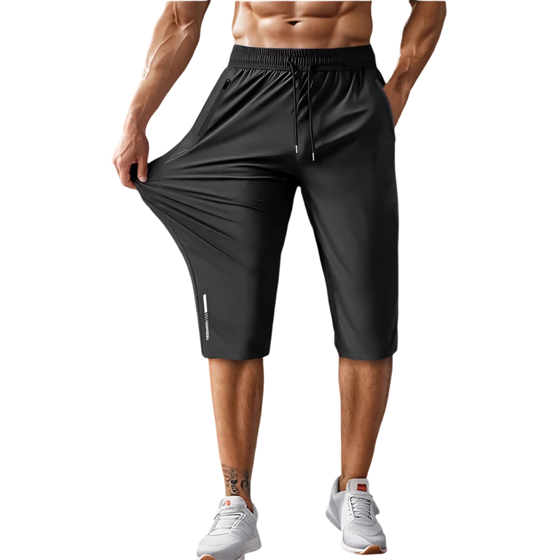 Men's Quick-Dry Sports Capri Pants – Stretchy, Zipper Pockets