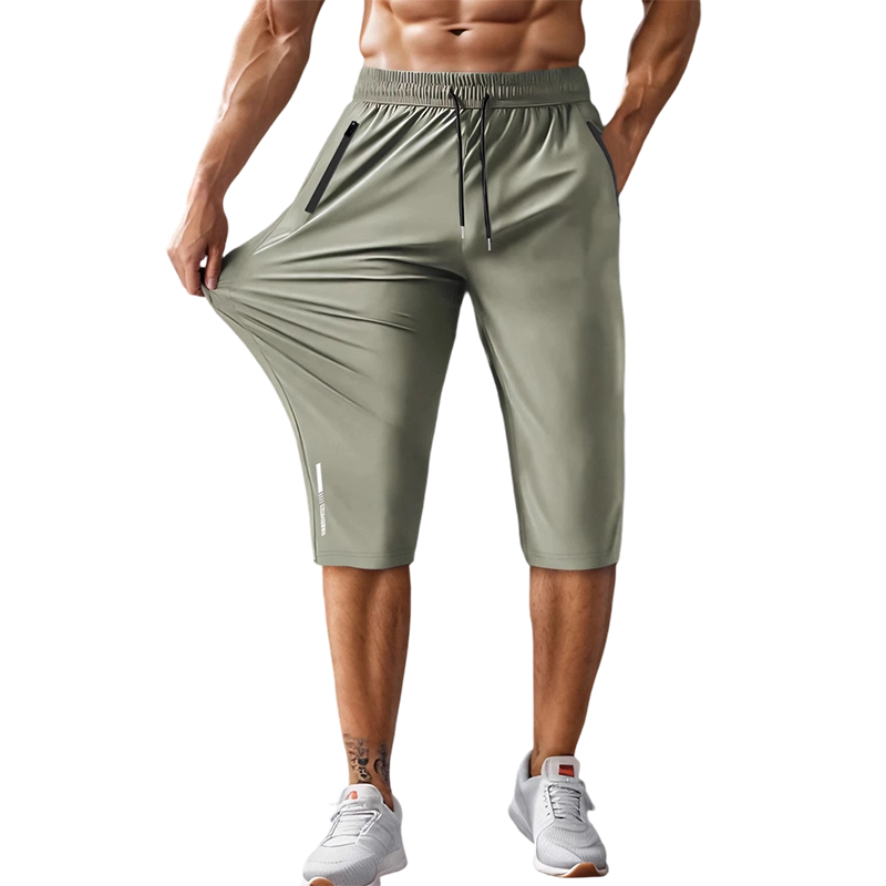 Men's Quick-Dry Sports Capri Pants – Stretchy, Zipper Pockets