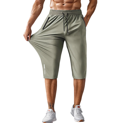 Men's Quick-Dry Sports Capri Pants – Stretchy, Zipper Pockets