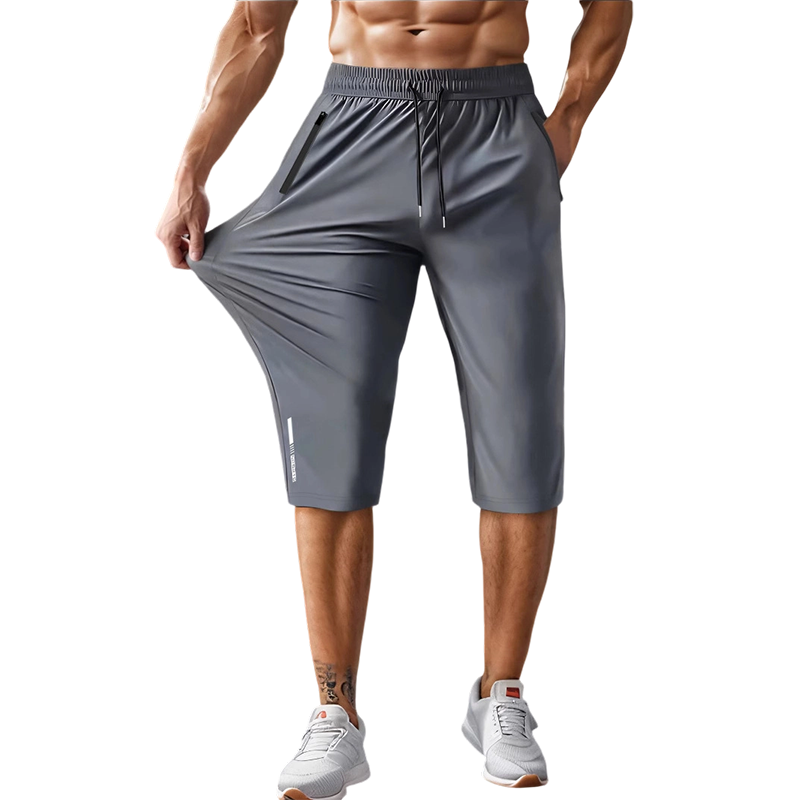 Men's Quick-Dry Sports Capri Pants – Stretchy, Zipper Pockets