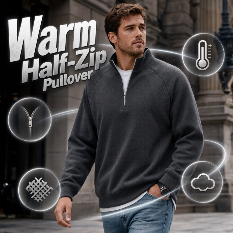 Refined Warmth, Easy Everyday Fit | Men's Half-Zip Stand-Collar Sweatshirt