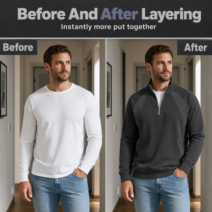 Refined Warmth, Easy Everyday Fit | Men's Half-Zip Stand-Collar Sweatshirt