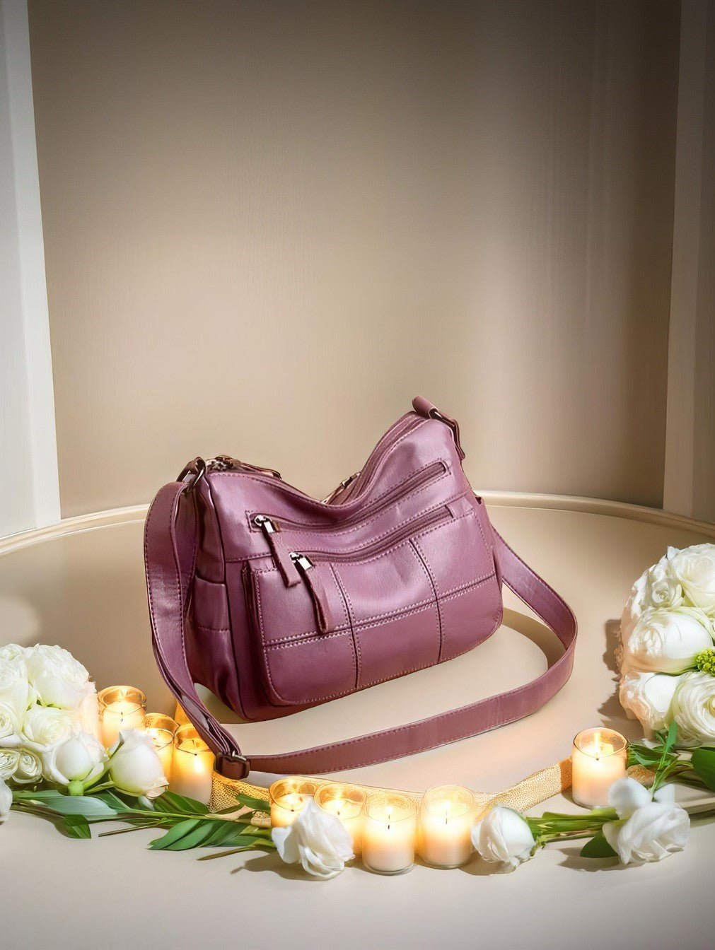 Soft Leather Multi-Compartment Tote