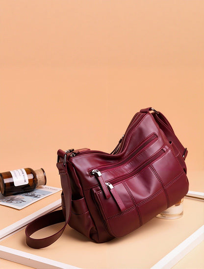 Soft Leather Multi-Compartment Tote